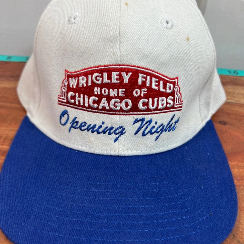 Chicago Cubs Wrigley Field Opening Night Snapback Hat White Blue ComEd Vintage